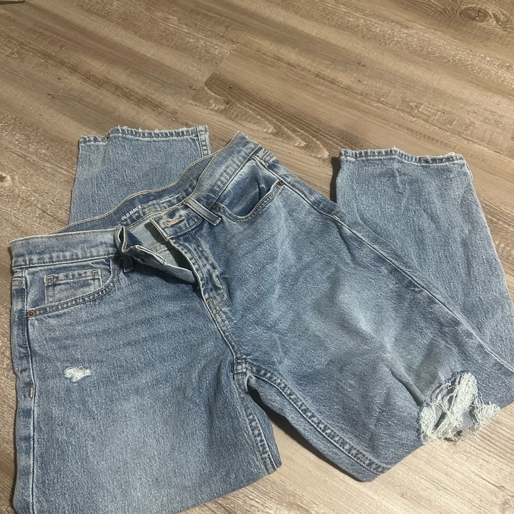 Old Navy Blue Boyfriend Jeans Distressed Casual